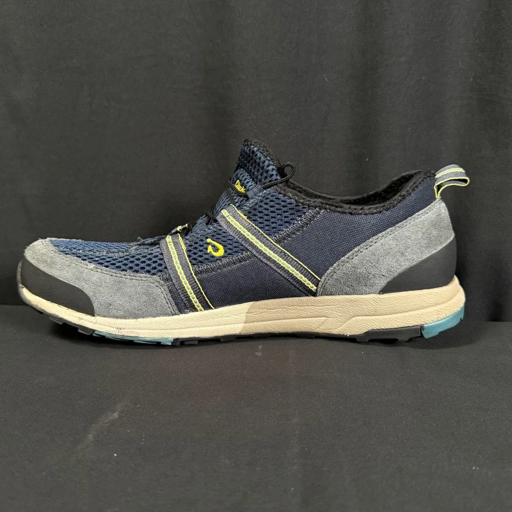 Olukai Mens Kia'i Trainer Navy Dark Shadow Grey Mesh Leather Sneakers Mens 12